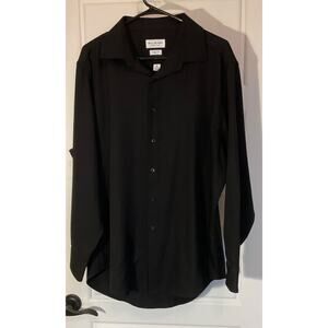 Bill Bass Black Slim Fit Long Sleeve Button Front Men XL 17-17 1/2 34/35